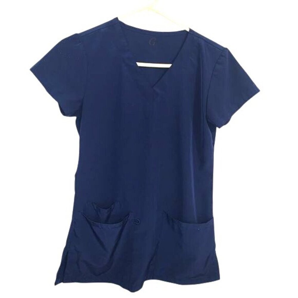 GT Performance Blue Scrub Top V-Neck With Pockets Size XS